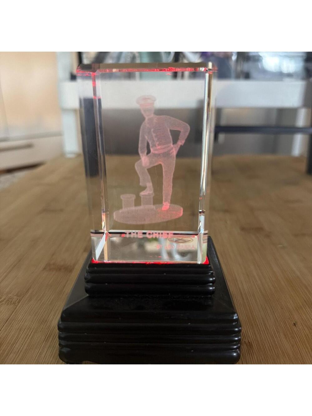 VTG 3D Laser Etched Engraved Crystal On Lighted Base The Chief Military VTG *